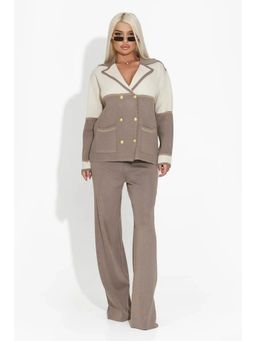 ANNY - Beige Buttoned Knit Cardigan and Pant