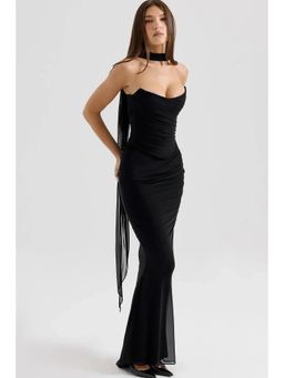 ANNY - Black Draped Mesh Co-ord Set