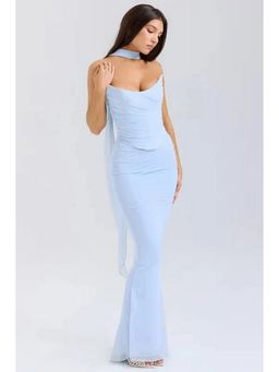 ANNY - Blue Draped Mesh Co-ord Set