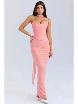 ANNY - Pink Draped Mesh Co-ord Set