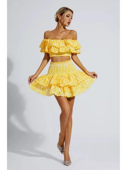 ANNY - Yellow Cutout Off-Shoulder Co-Ord Set
