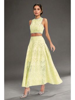 ANNY - Yellow Cut-Work Co-Ord Set
