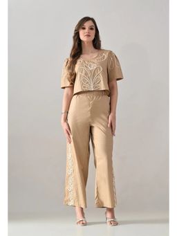 ANNY - Beige Embroidered Ease Co-Ord Set