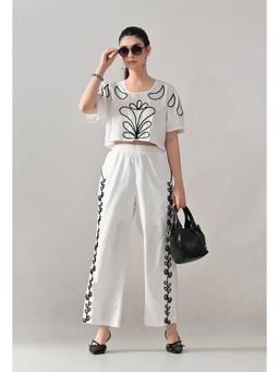 ANNY - White Embroidered Ease Co-Ord Set