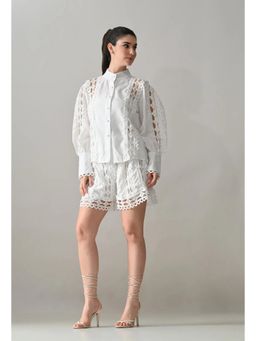 ANNY - White Luxe Lace-Work Co-Ord Set