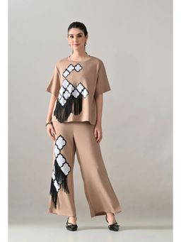 ANNY - Beige Fringed Co-Ord Set