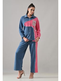 ANNY - Pink Rhineblock Denim Co-Ord Set