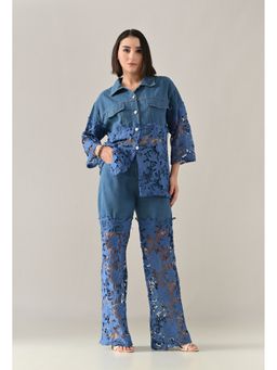 ANNY - Blue Lace Line Denim Co-Ord Set