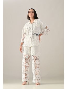 ANNY - White Lace Line Denim Co-Ord Set