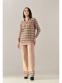 ANNY - Beige Geometric Knit Co-Ord Set