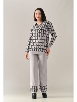 ANNY - Grey Geometric Knit Co-Ord Set