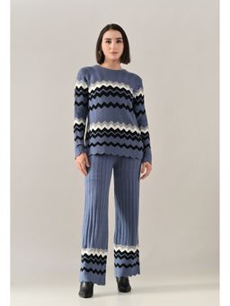 ANNY - Blue Zig Wave Knit Co-Ord Set