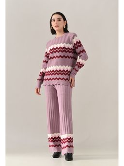 ANNY - Pink Zig Wave Knit Co-Ord Set