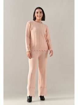 ANNY - Women Peach Wool Textured Top with Pant