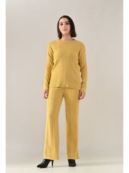 ANNY - Women Mustard Wool Textured Top with Pant