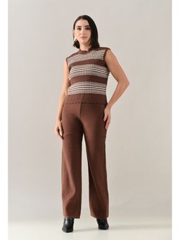 ANNY - Women Brown Wool Textured Top with Pant and Shrug