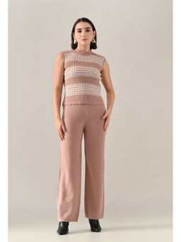 ANNY - Women Pink Wool Textured Top with Pant and Shrug