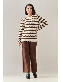 ANNY - Women Brown Polyester Textured Co-ord Set