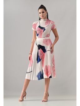 ANNY - Women Peach Polyester Pleated Top with Skirt