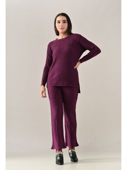 ANNY - Women Purple Wool Textured Top with Pant