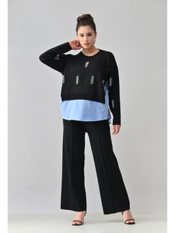 ANNY - Women Black Wool Abstract Co-ord Set
