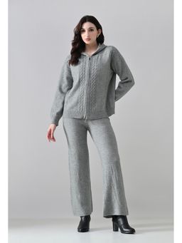 ANNY - Women Grey Wool Textured Hoodie with Pant