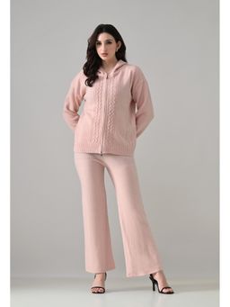 ANNY - Women Pink Wool Textured Hoodie with Pant