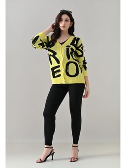 ANNY - Women Green Wool Typography Top with Pant