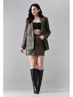 ANNY - Brown Noir Faux Leather Co-Ord Set