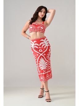ANNY - Red Midi Skirt Co-Ord Set