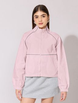 SHOWOFF - Women Pink Raglan Sleeve Zip-Up Jacket