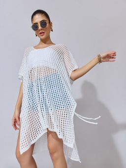 SHOWOFF - Women Crochet White Open Knit Top