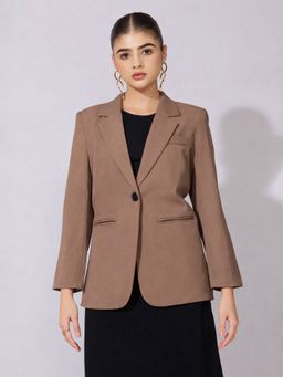 SHOWOFF - Women Brown Single Breasted Blazer