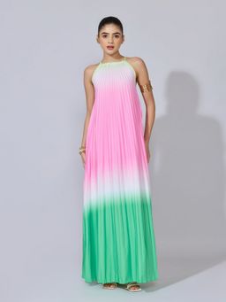 SHOWOFF - Women Pink Nylon Ombre A-Line Maxi Dress