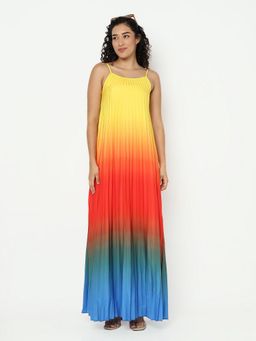 SHOWOFF - Women Yellow Nylon Ombre A-Line Maxi Dress
