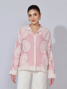 SHOWOFF - Women Embroidered Pink Shirt