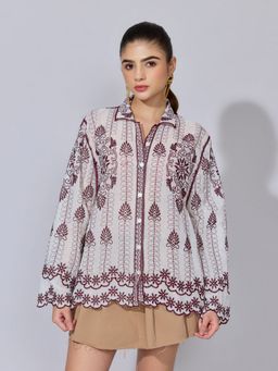 SHOWOFF - Women Embroidered Maroon Shirt