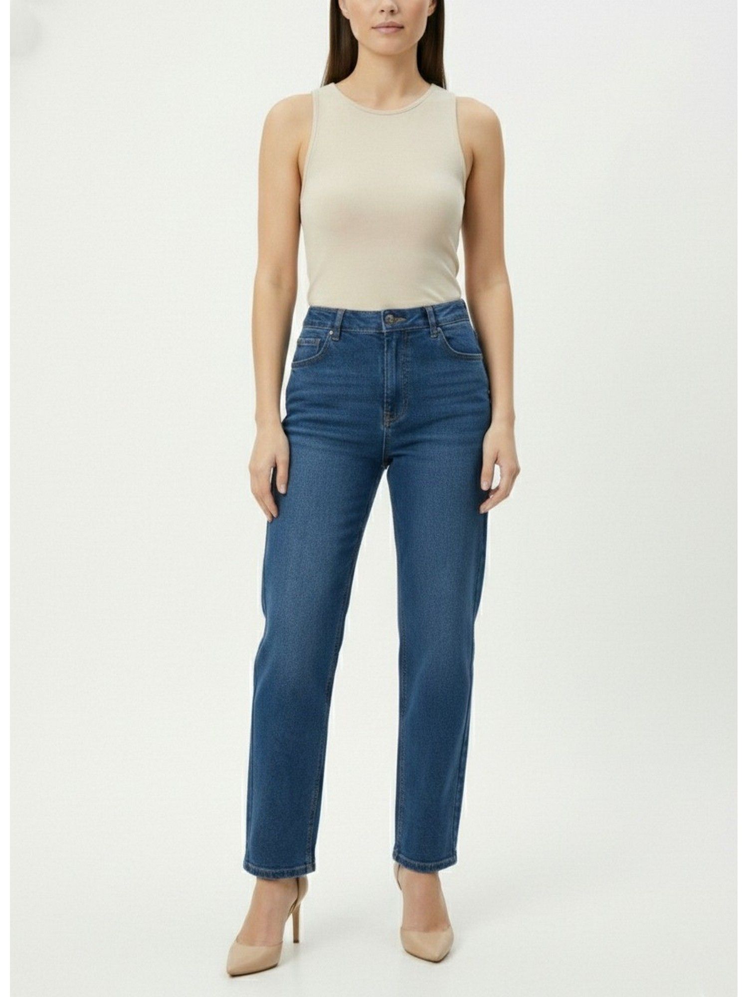 delan Women Blue Satin Solid Straight Jeans-picture-17