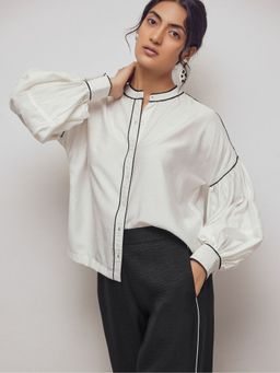 The Label Life - Women White Contrast Piping Shirt