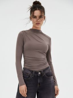 Outzidr - Women Brown Polyester Solid Top