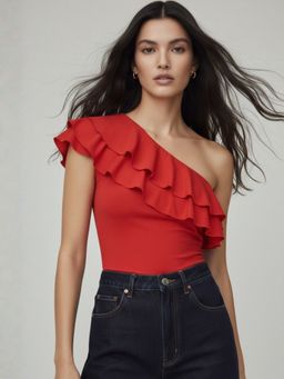 Outzidr - Women Red Polyester Solid Top