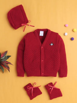 Bumzee - Boys Full Sleeves Acrylic Blend Sweater With Cap and Socks