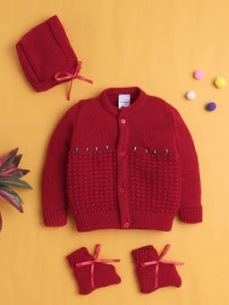 Bumzee - Boys Full Sleeves Acrylic Blend Sweater With Cap and Socks