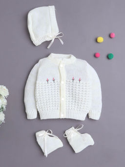 Bumzee - Girls Full Sleeves Acrylic Blend Sweater With Cap and Socks