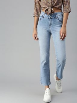 SHOWOFF - Women Straight High-Rise Blue Clean Look Jeans