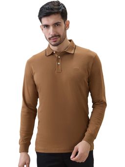 ColorPlus - Dark Brown Regular Fit Solid Polo T-Shirt