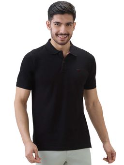 ColorPlus - Black Regular Fit Solid Polo T-Shirt