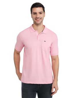 Park Avenue - Medium Pink Slim Fit Solid Polo T-Shirt