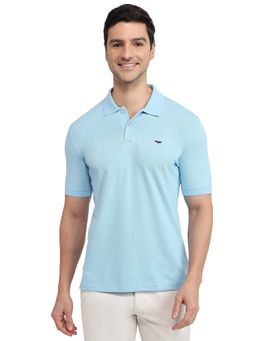 Park Avenue - Light Blue Slim Fit Solid Polo T-Shirt