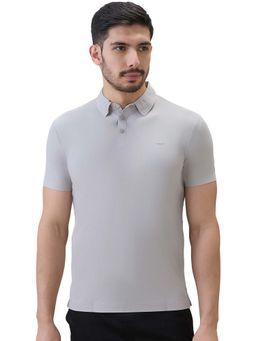 Park Avenue - Medium Grey Slim Fit Solid Polo T-Shirt